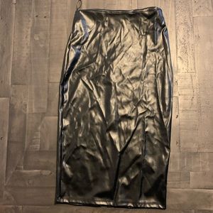 Black PU midi skirt